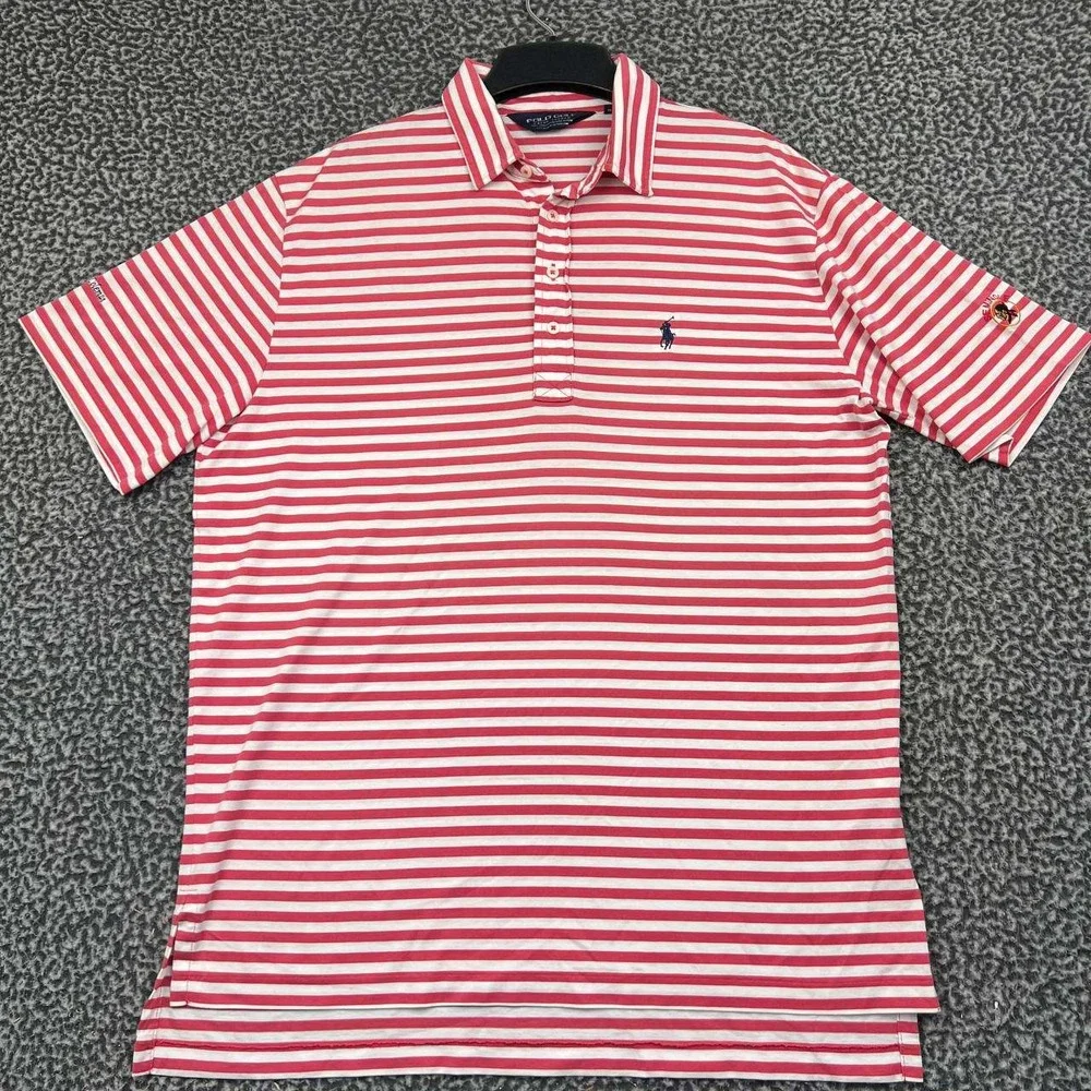 Polo Golf Ralph Lauren Polo Shirt Men Large Red White Striped Pima Cotton